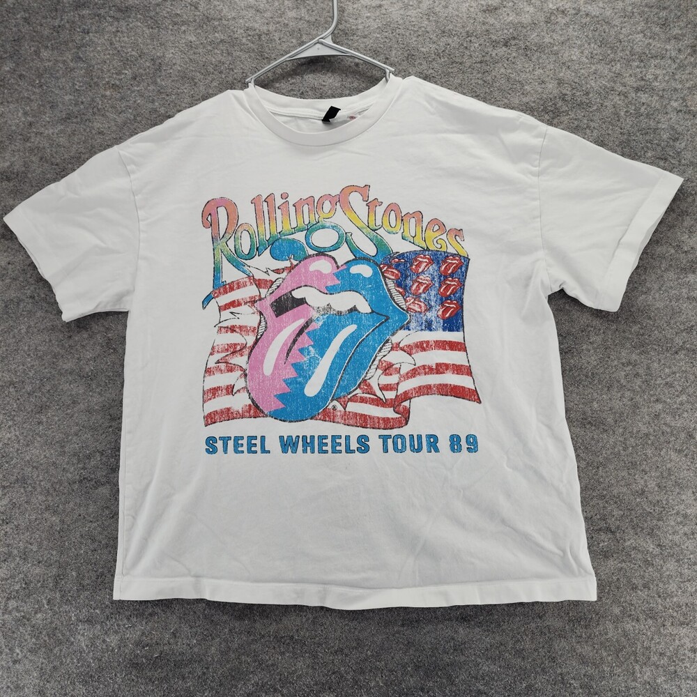 The Rolling Stones Shirt Womens Medium H&M Short Sleeve White